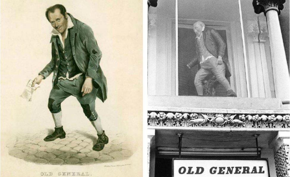 A picture of Benjamin Mayo circa 1840 and a photo of the statue from the 1970s