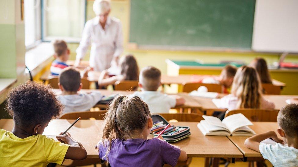 Schoolchildren in a classroom