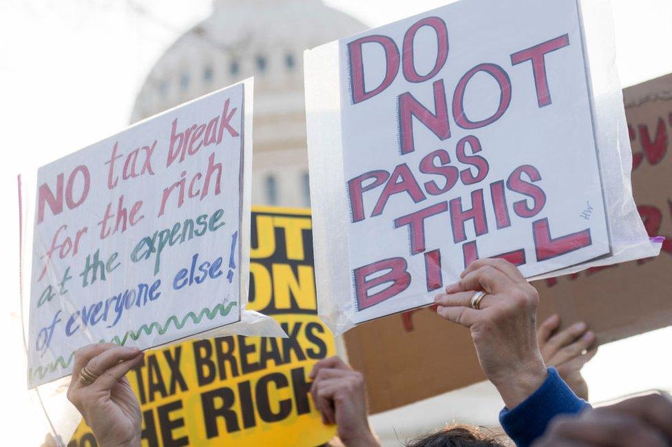 Protesters rally against the bill outside Congress earlier this week