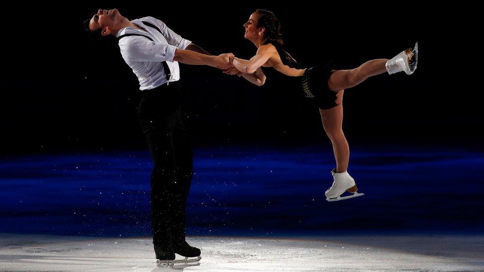 Meagan Duhamel and Eric Radford of Team North America perform during an exhibition on day 3 of the 2016 KOSE Team Challenge Cup at Spokane Arena on April 24, 2016 in Spokane, Washington.