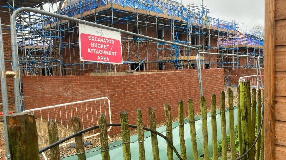 A view of the new builds from Mr and Mrs King's garden