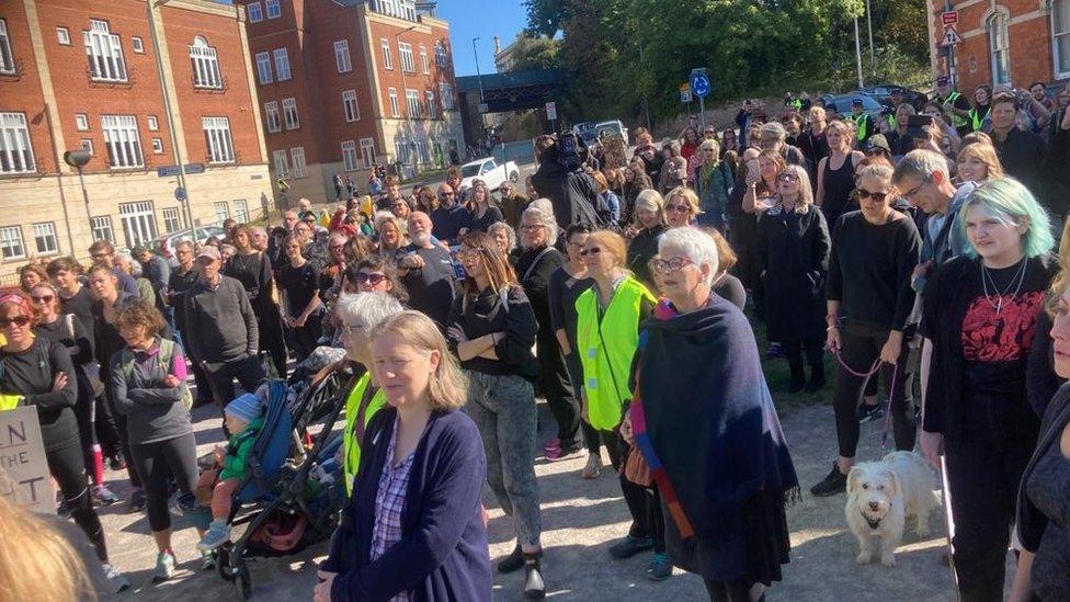 A crowd of people at the march