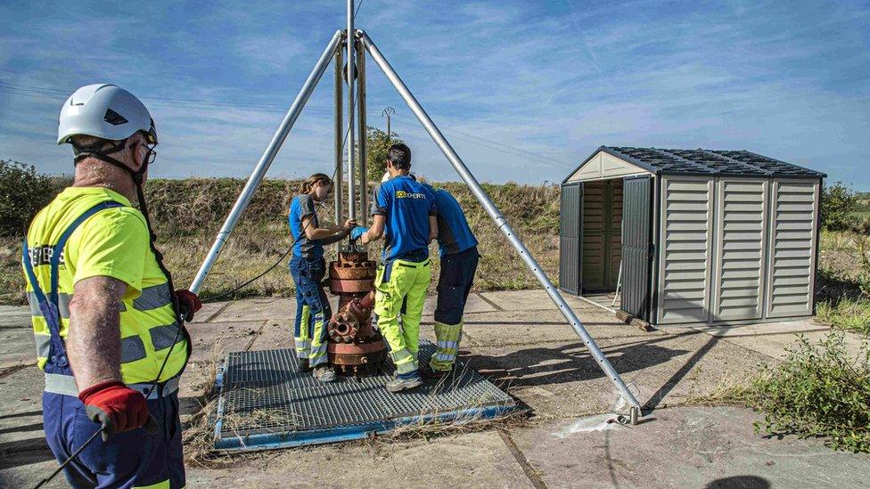 CNRS team at the site in Lorraine where hydrogen was found