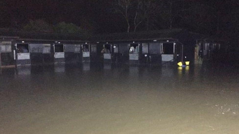 Flooded stables at Paul Nicholls' yard