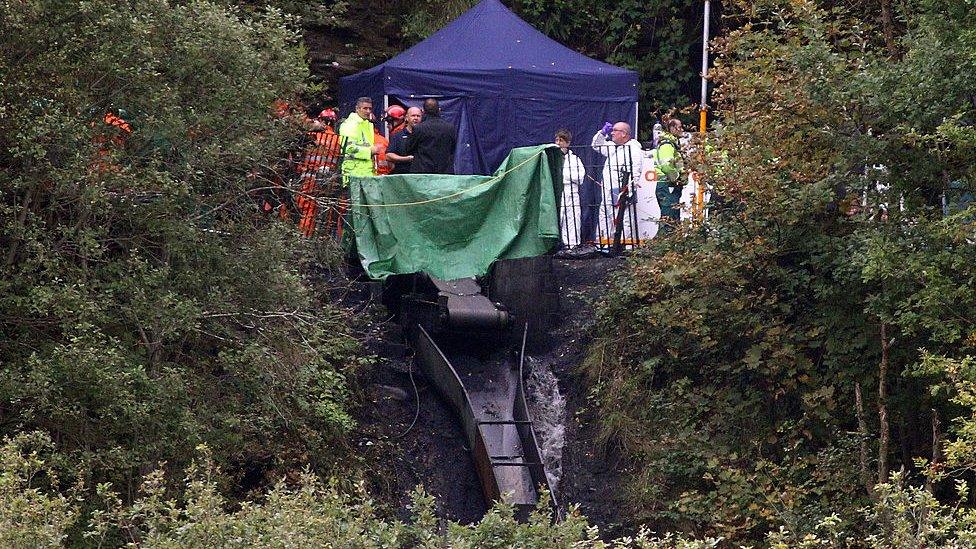 Emergency workers after the Gleision mine flooding