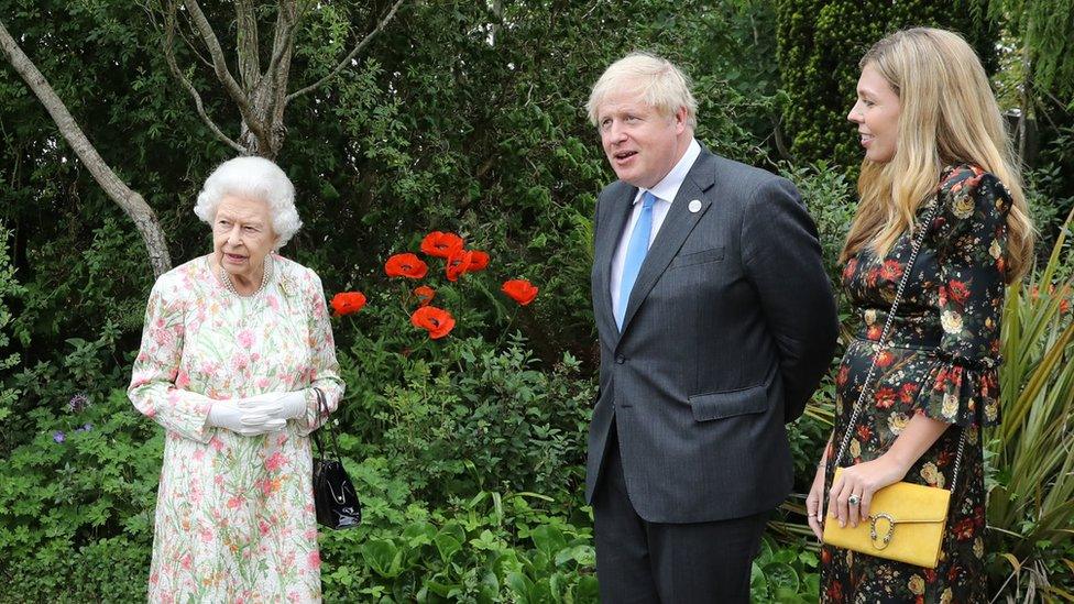 The Queen and Boris Johnson at the Eden Project