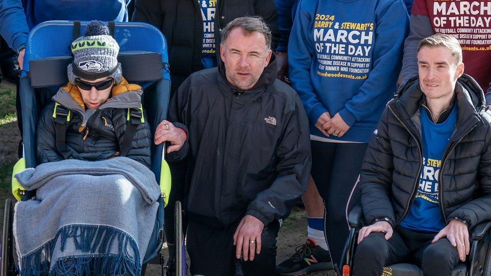 Former rugby player Rob Burrow with former football players Marcus Stewart and Stephen Darby, who have all been diagnosed with motor neurone disease