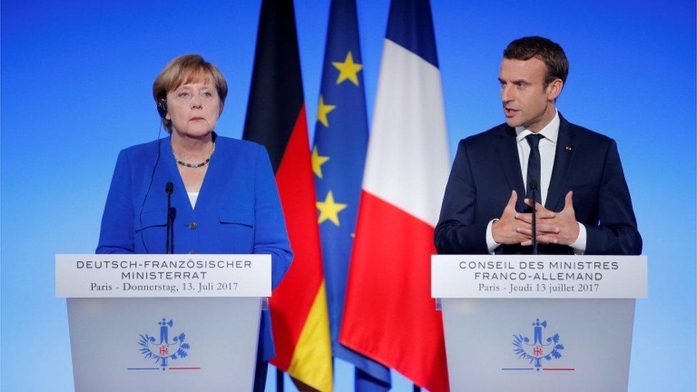 Angela Merkel and Emmanuel Macron