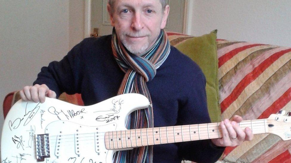 David Allen and signed guitar