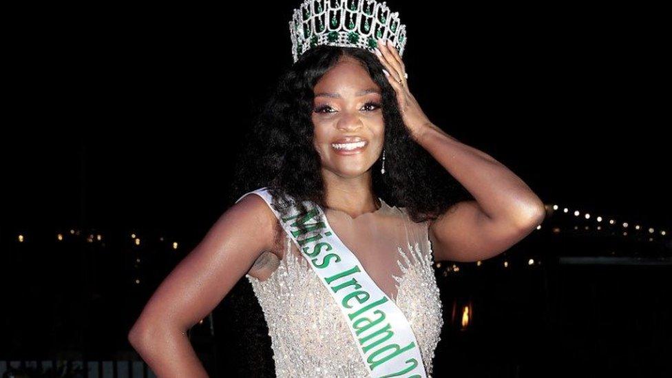 Pamela with her winning crown and sash on