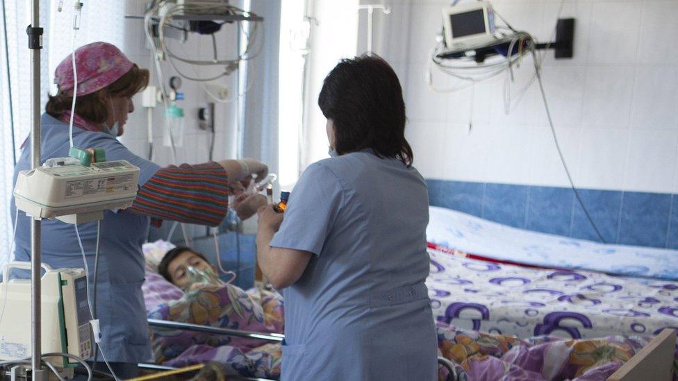 Armenian boy in a Stepanakert hospital, 4 Apr 16