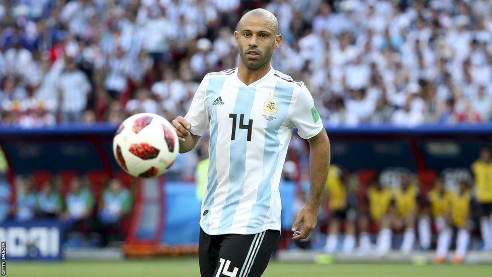 Javier Mascherano in action for Argentina at the 2018 World Cup