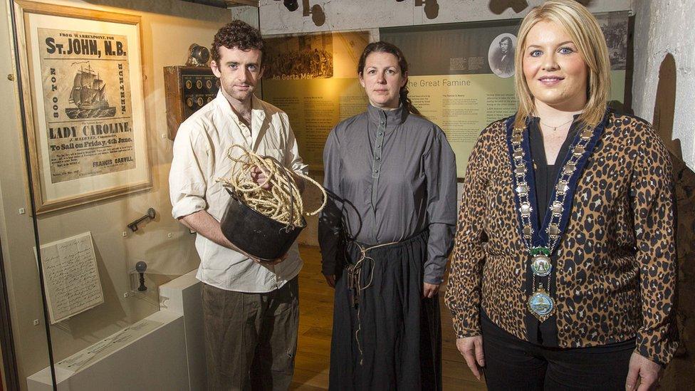 Cllr Naomi Bailie and living history actors at Newry and Mourne museum