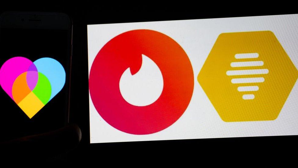 Lovoo, Tinder and Bumble logos