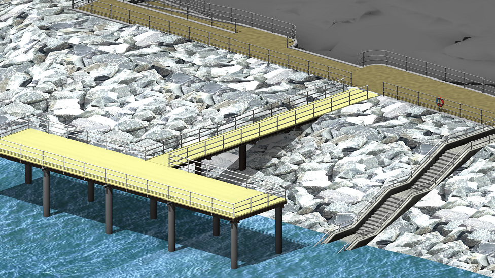 A projection of what the sea defences will look like