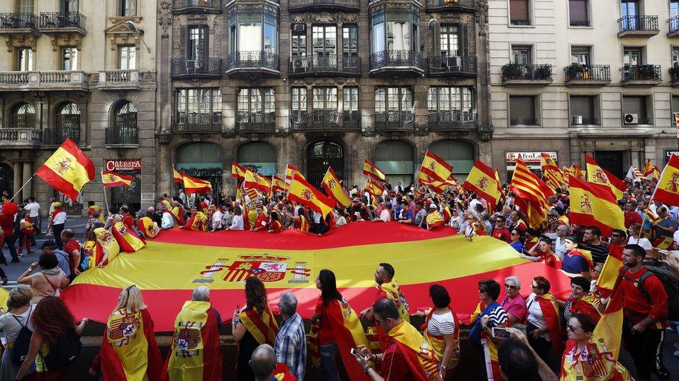 People marching in Barcelona