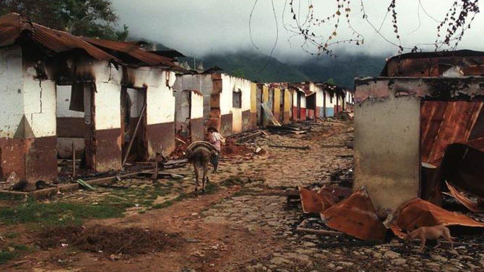 El Aro, Antioquia, where paramilitaries looted and set fire to the town, after killing 15 people