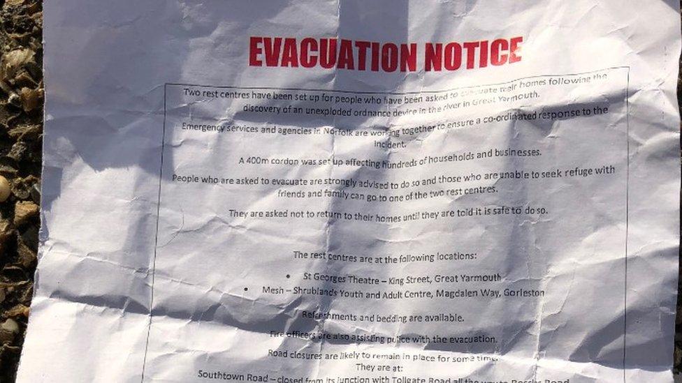 Evacuation notice, Great Yarmouth