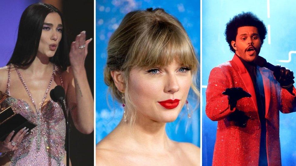 Dua Lipa, Taylor Swift and The Weeknd are due to be at the Awards