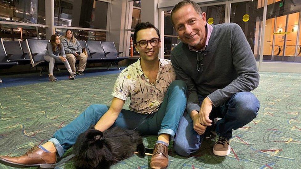 Sasha is reunited with owner Viktor Usov in Portland