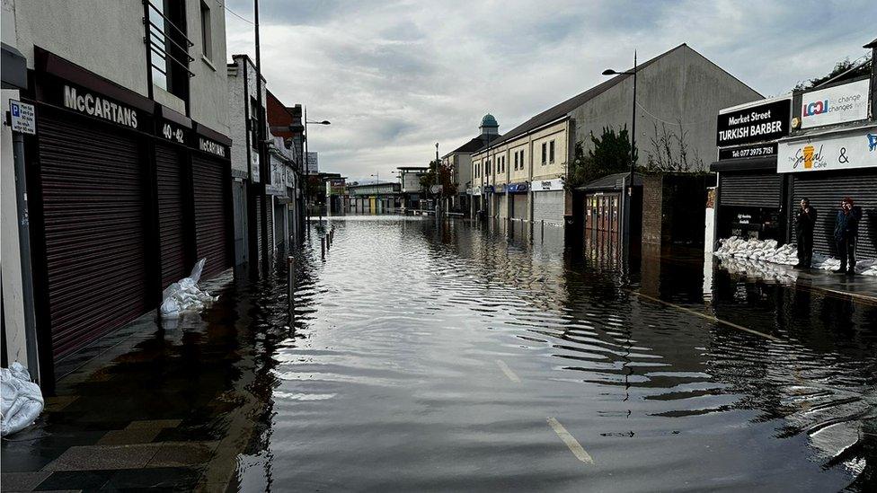 Flooding in Market Street Downpatrick