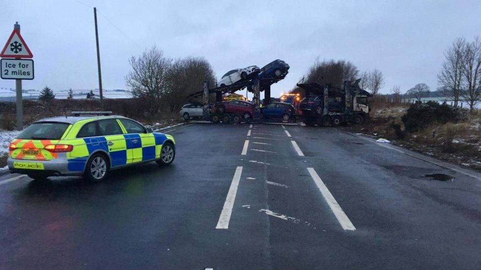 Car transporter blocking A1