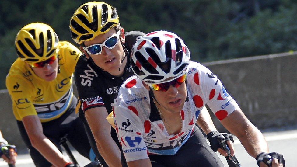 (from right) Richie Porte, Geraint Thomas and Chris Froome formed an impressive unit for Team Sky during the 11th stage of the Tour de France