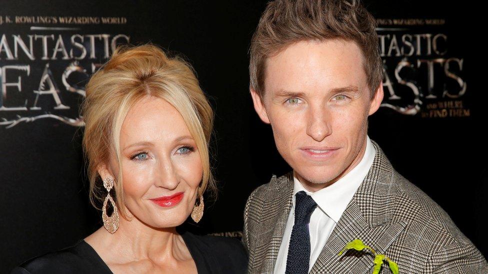 JK Rowling and Eddie Redmayne