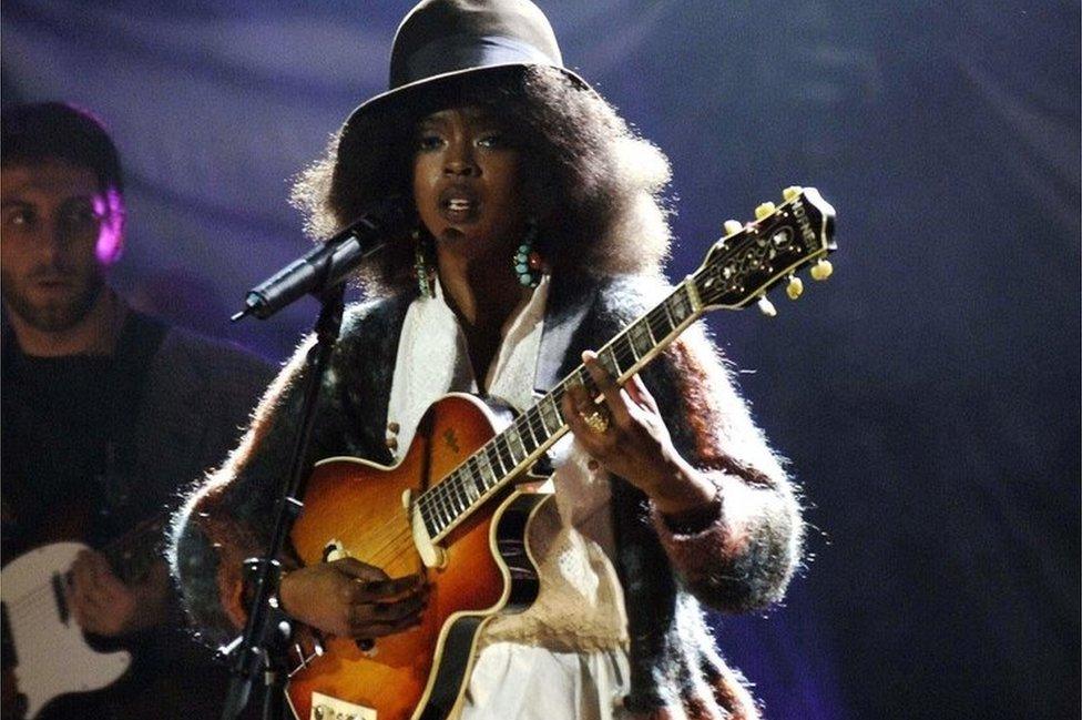 Lauryn Hill performing at the MOBOs