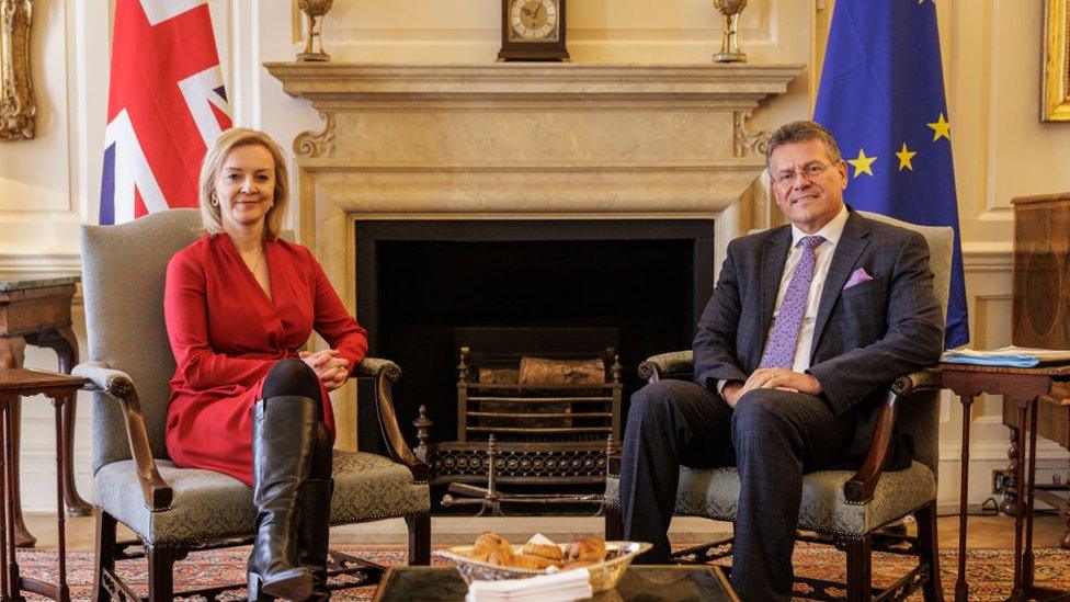 UK Foreign Secretary Liz Truss and Maros Sefcovic