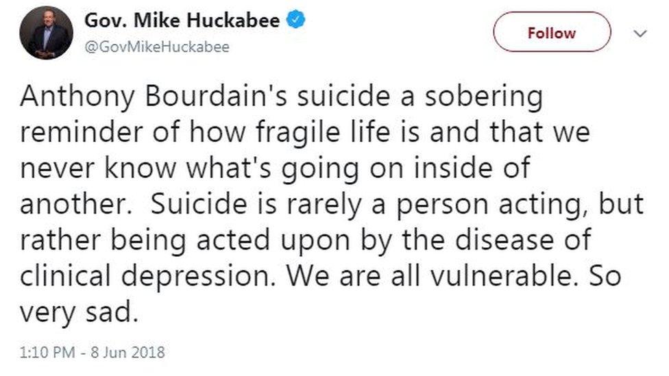 Tweet by Gov Mike Huckabee