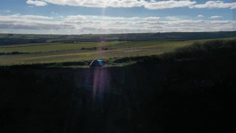 The tent along the Cleveland Way in North Yorkshire