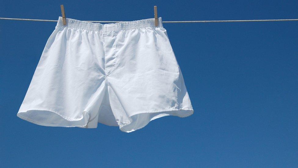 Boxers hanging on washing line