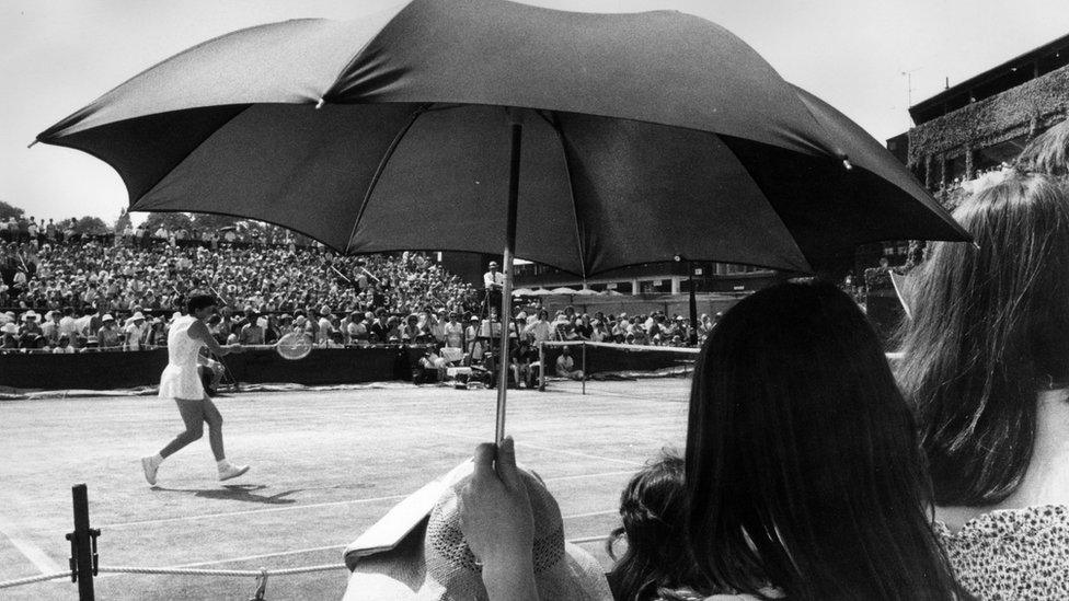 A spectator at the Wimbledon Lawn Tennis Championships