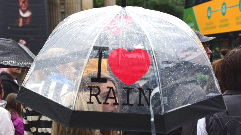 Umbrella in rain