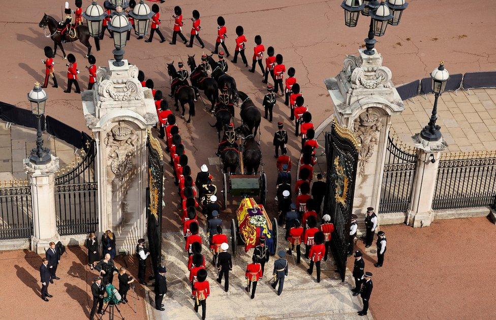 View of the procession from Buckingham Palace