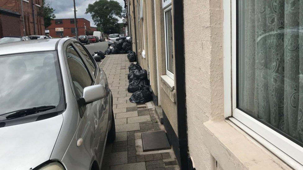 Bin bags on Avon Street