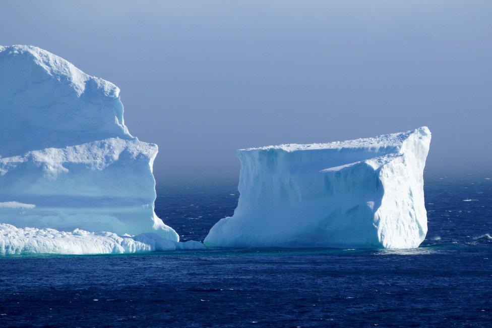 The first iceberg of the season passes the South Shore, also known as "Iceberg Alley", near Ferryland Newfoundland, Canada April 16, 2017.