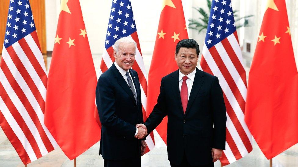 BEIJING, CHINA - DECEMBER 04: Chinese President Xi Jinping (R) shake hands with U.S Vice President Joe Biden (L) inside the Great Hall of the People on December 4, 2013 in Beijing, China. U.S Vice President Joe Biden will pay an official visit to China from December 4 to 5. (Photo by Lintao Zhang/Getty Images)