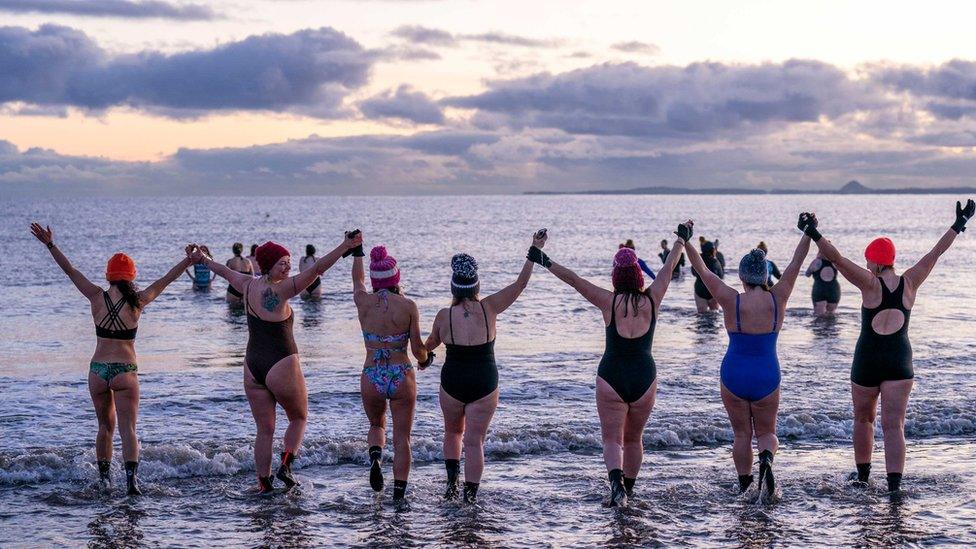 sunrise swim at Portobello Beach