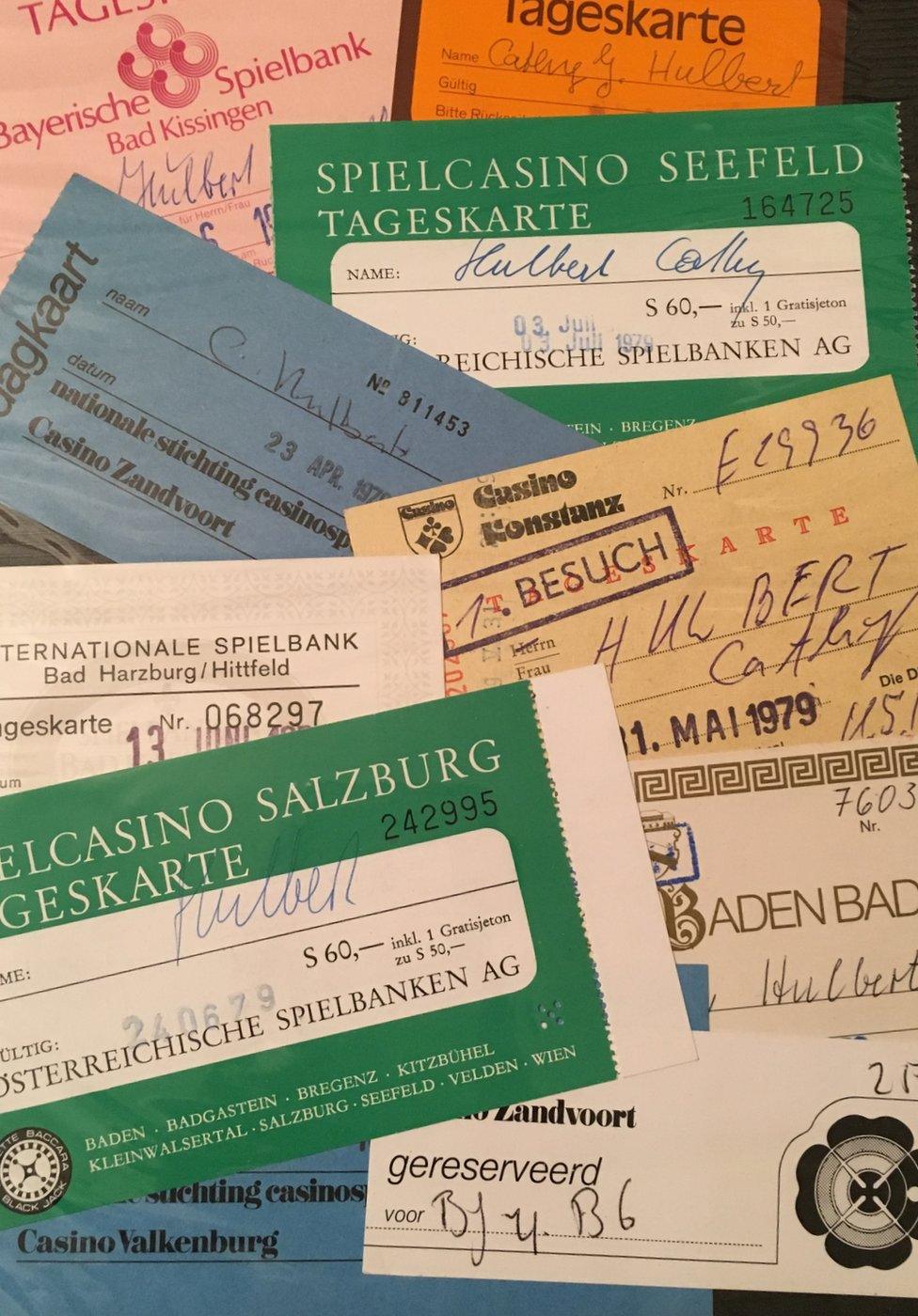 Ticket stubs to European casinos