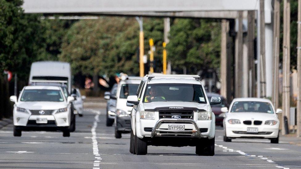 Motorists commute on a road in Wellington on May 14, 2020.