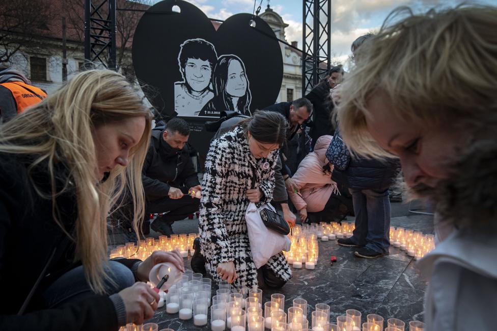 Memorial to Kuciak in Bratislava, 21 Feb 20