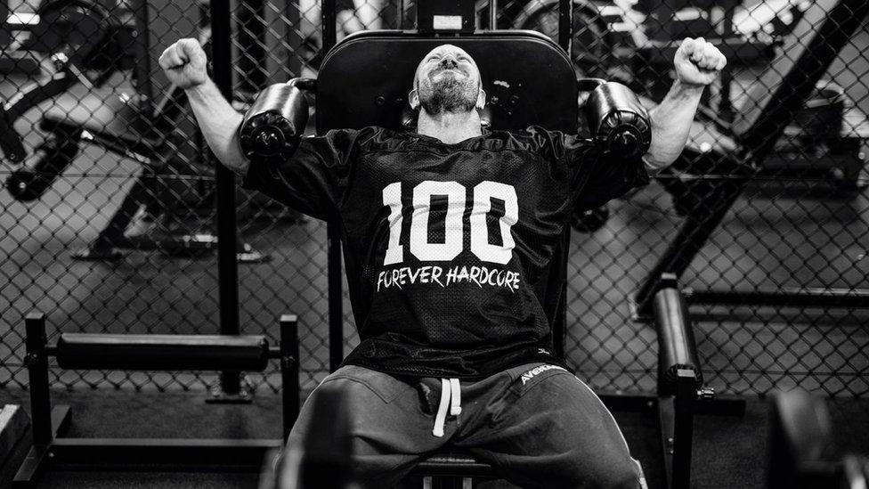 Daniel McNab on a weight bench