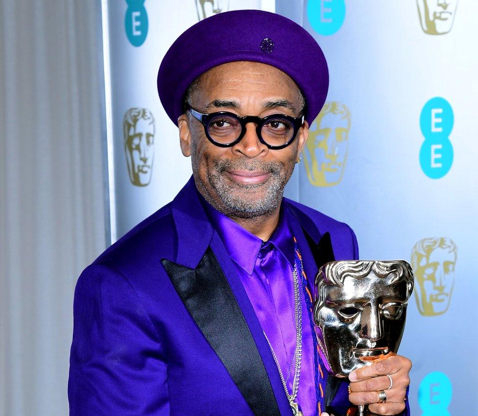 Spike Lee with his Bafta for BlackKklansman