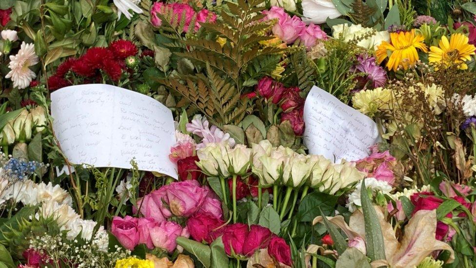 Tributes left to Queen Elizabeth II in the Sunken Gardens, St Peter Port, Guernsey