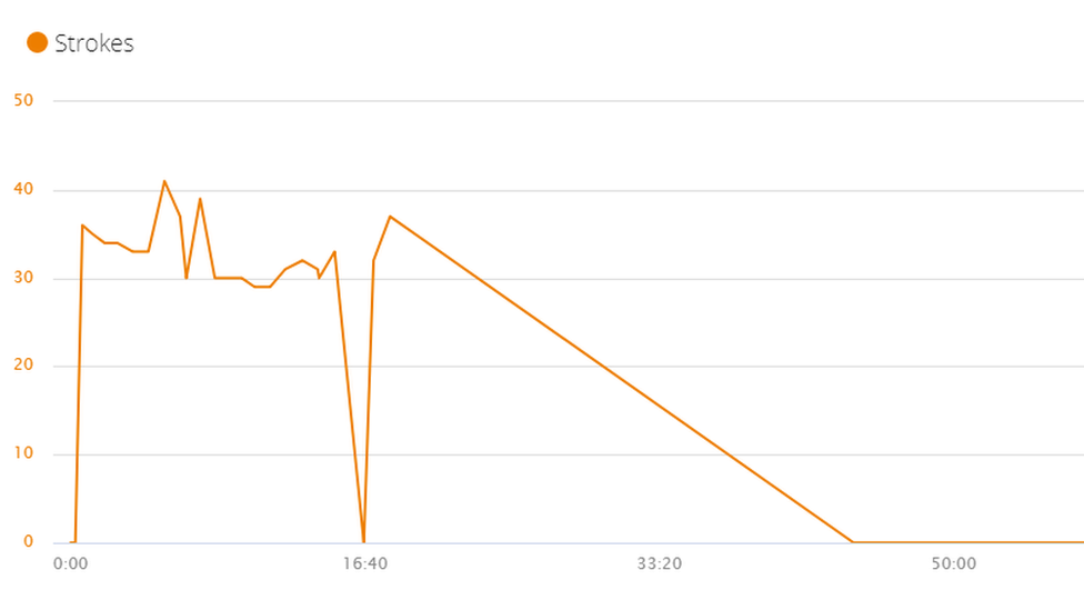 Data on strokes from Mr Begley's Garmin