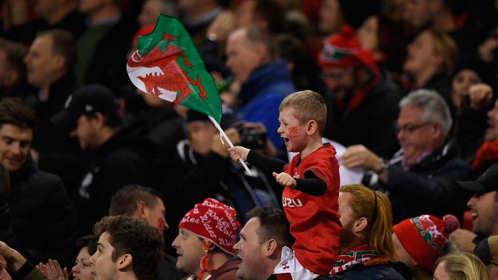 A young Welsh rugby fan