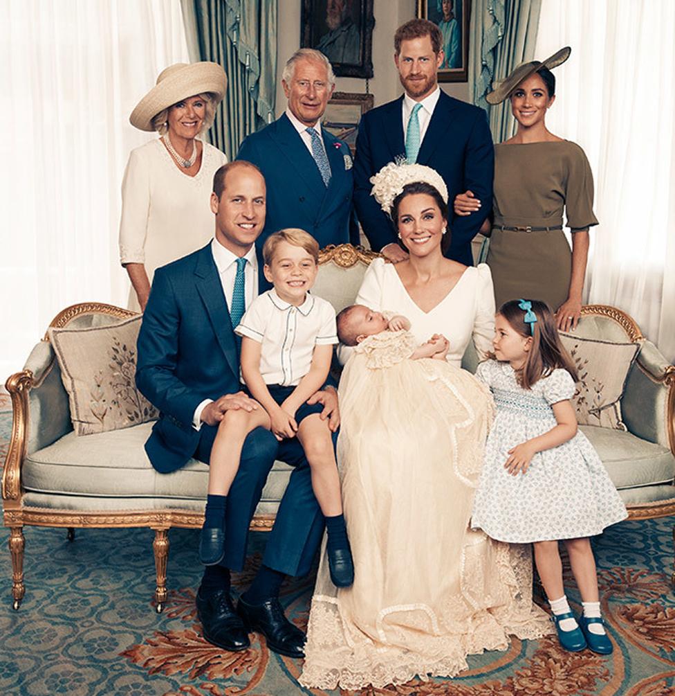 Duchess of Cornwall, Prince Charles, Prince Harry, Meghan Markles, Prince William, Prince George, Prince Louis, Duchess of Cambridge and Princess Charlotte