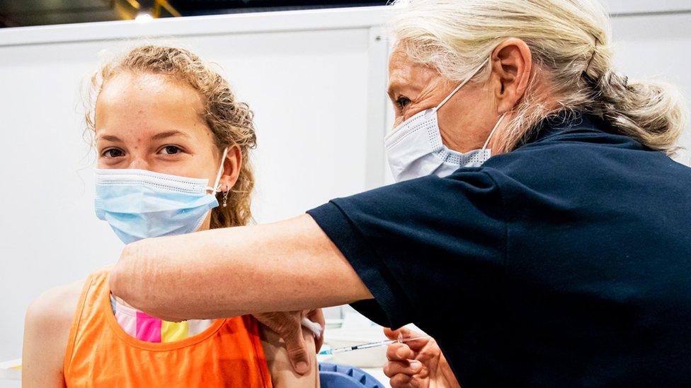 Child being vaccinated in the Netherlands